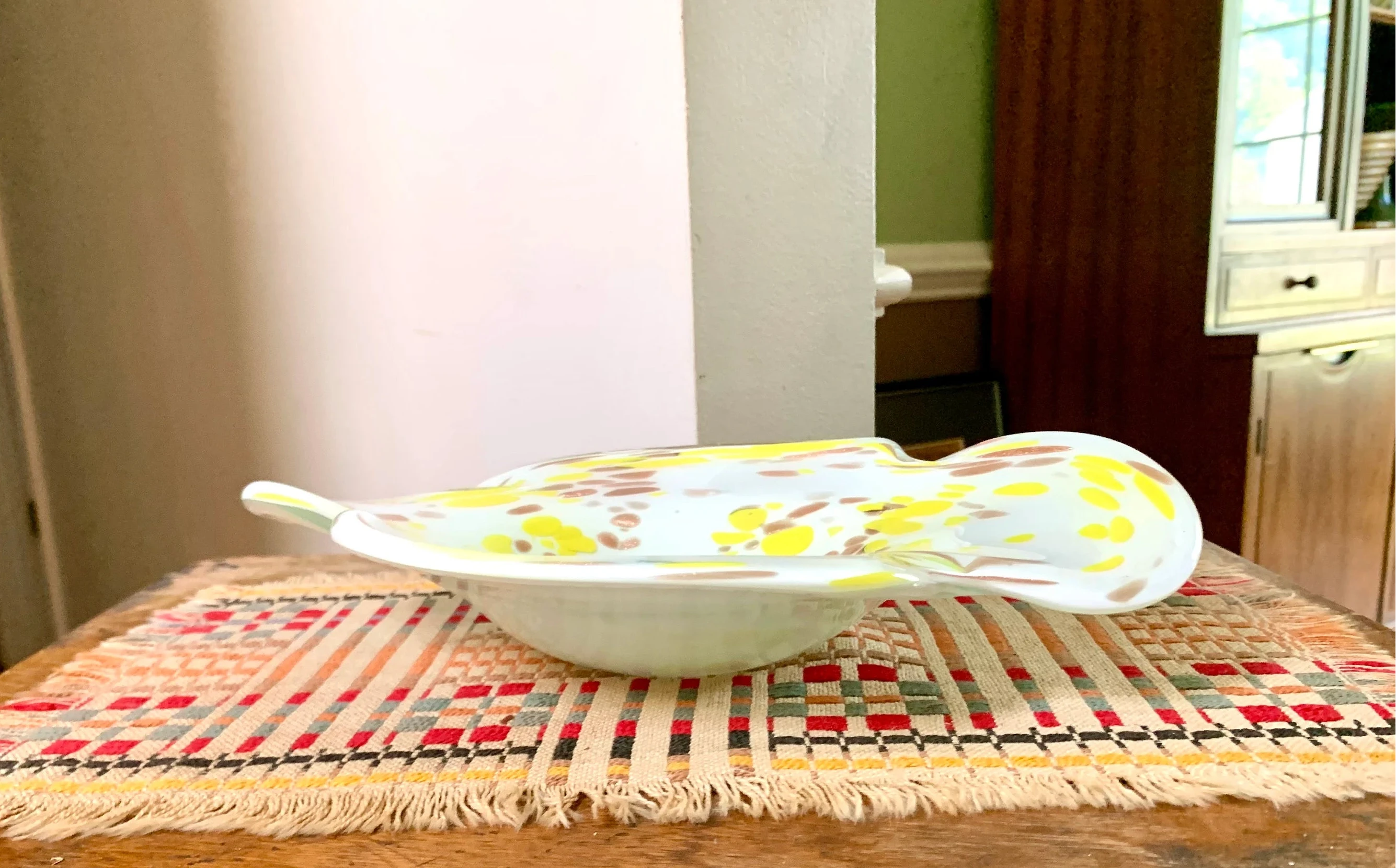 Murano Glass Dish | Mid Century Modern Murano Glass Tray | Vintage Fratelli Toso Murano Glass Bowl | MCM Italian Glass Candy Dish