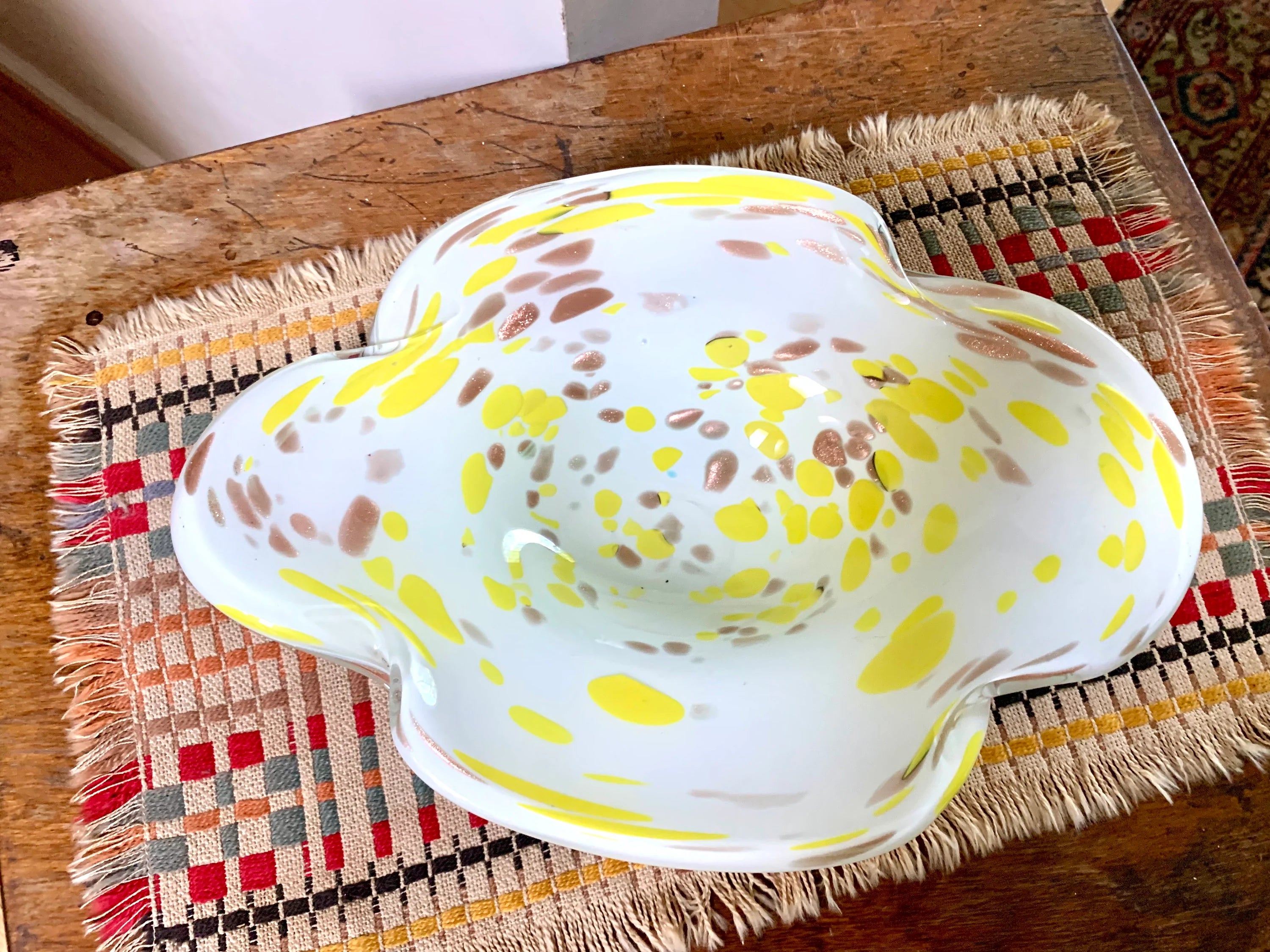 Murano Glass Dish | Mid Century Modern Murano Glass Tray | Vintage Fratelli Toso Murano Glass Bowl | MCM Italian Glass Candy Dish