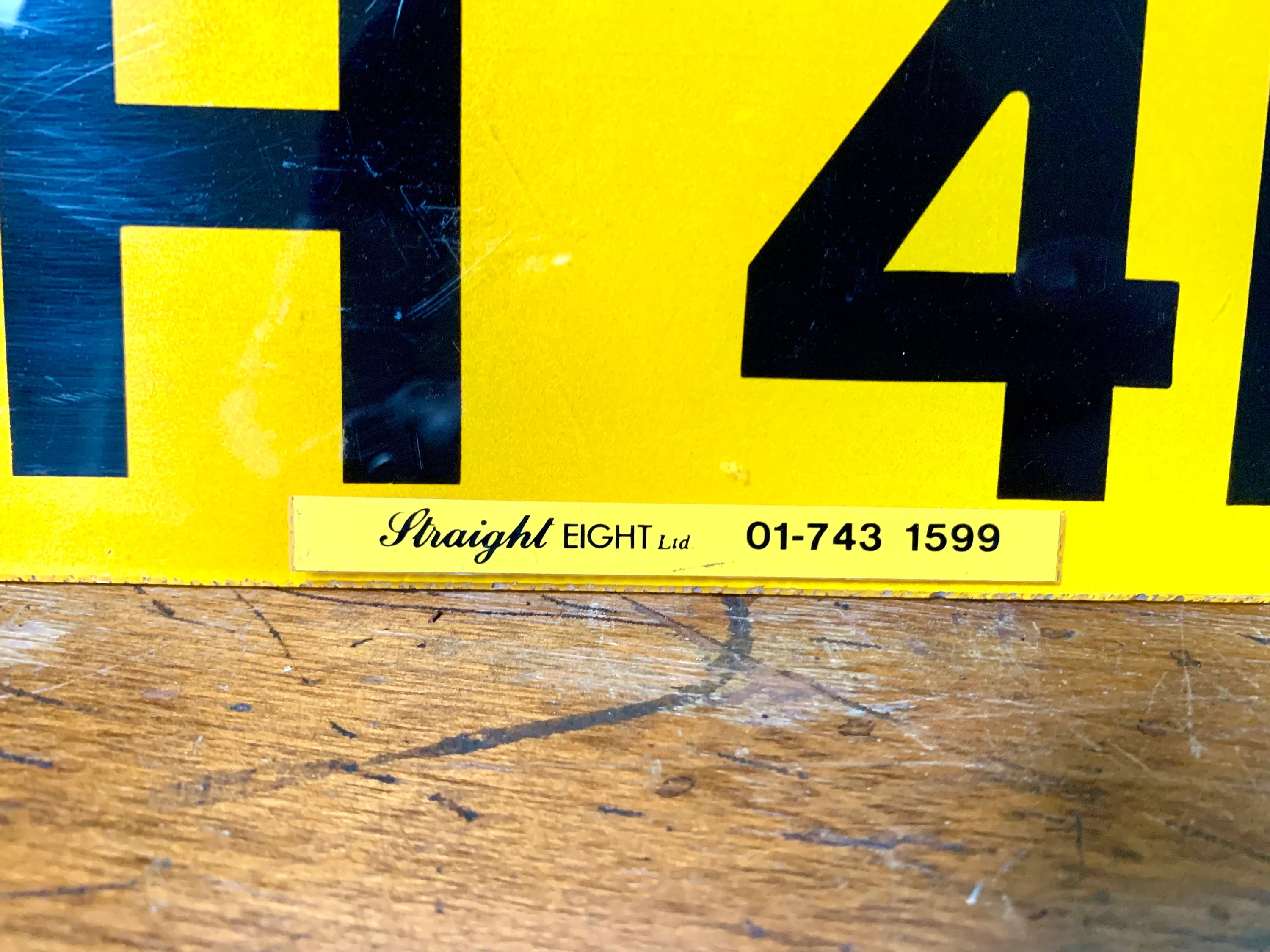 A Vintage Yellow European License Plate | Clear Straight Eight LTD License Plate | Euro License Plate