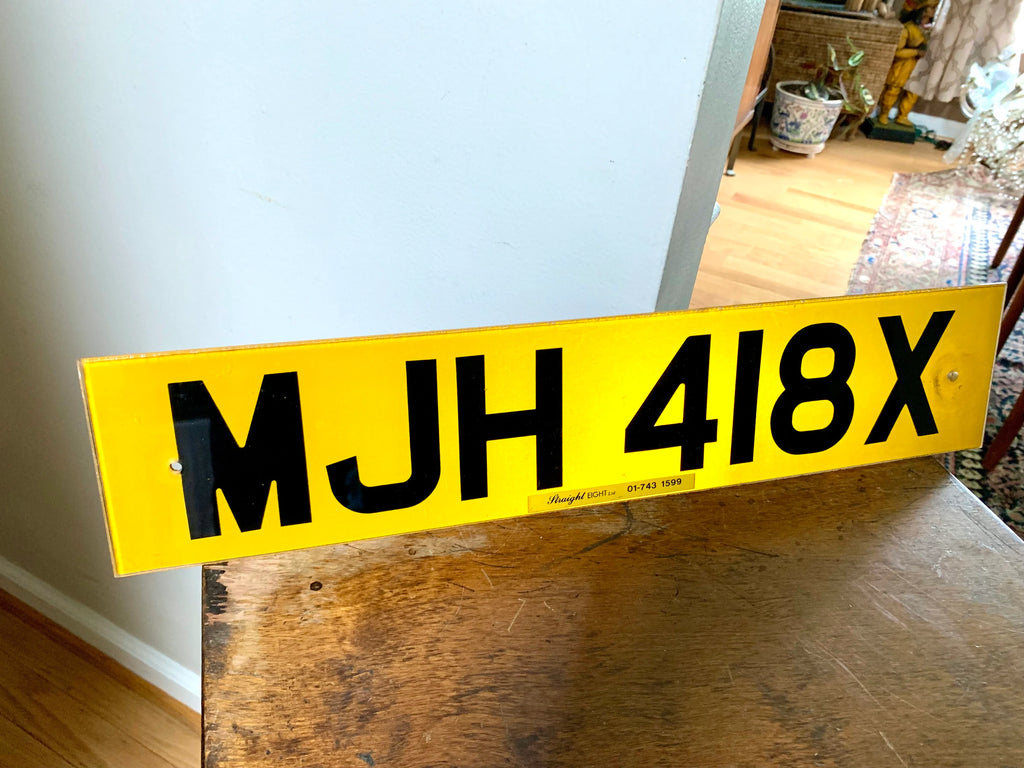 A Vintage Yellow European License Plate | Clear Straight Eight LTD License Plate | Euro License Plate