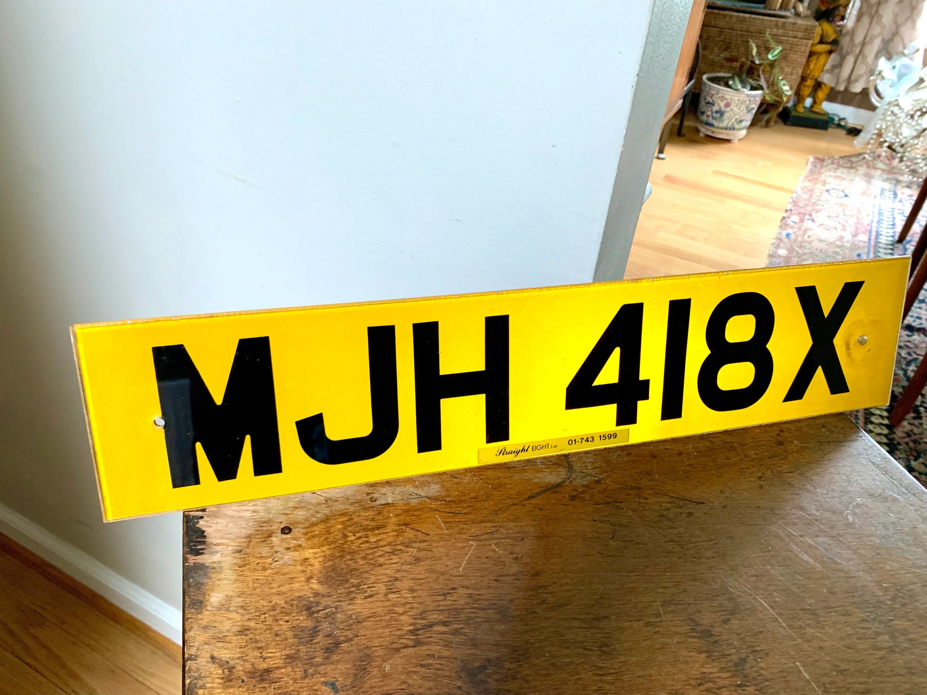 A Vintage Yellow European License Plate | Clear Straight Eight LTD License Plate | Euro License Plate