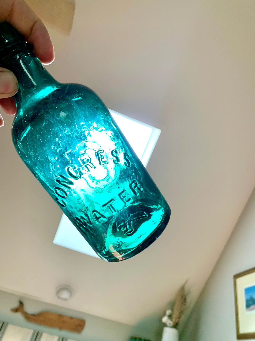 Antique Congress & Empire Spring Co. Bottle | Green Congress Water Bottle | 1800's Green Bottle | Saratoga NY Bottle | Embossed Bottle