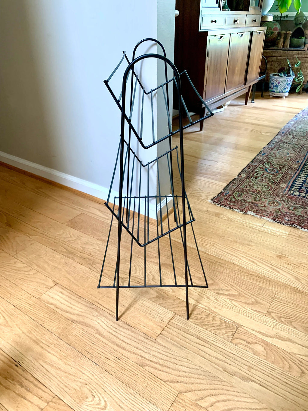 Vintage MCM Wire 3 tier Bookshelf | Atomic Wire Book Case | Slanted Bookshelf | MCM Book Storage | Wire Bookshelf | MCM Wire Bookcase