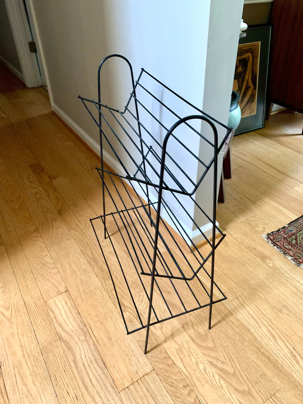 Vintage MCM Wire 3 tier Bookshelf | Atomic Wire Book Case | Slanted Bookshelf | MCM Book Storage | Wire Bookshelf | MCM Wire Bookcase