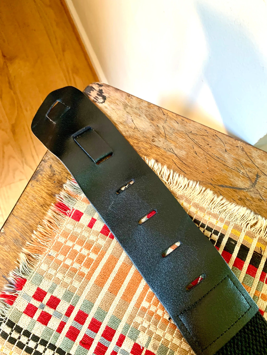 Martins & Co. Guitar Strap | Vintage Leather and Canvas Martin Guitar Strap | Black Martin Guitar Strap