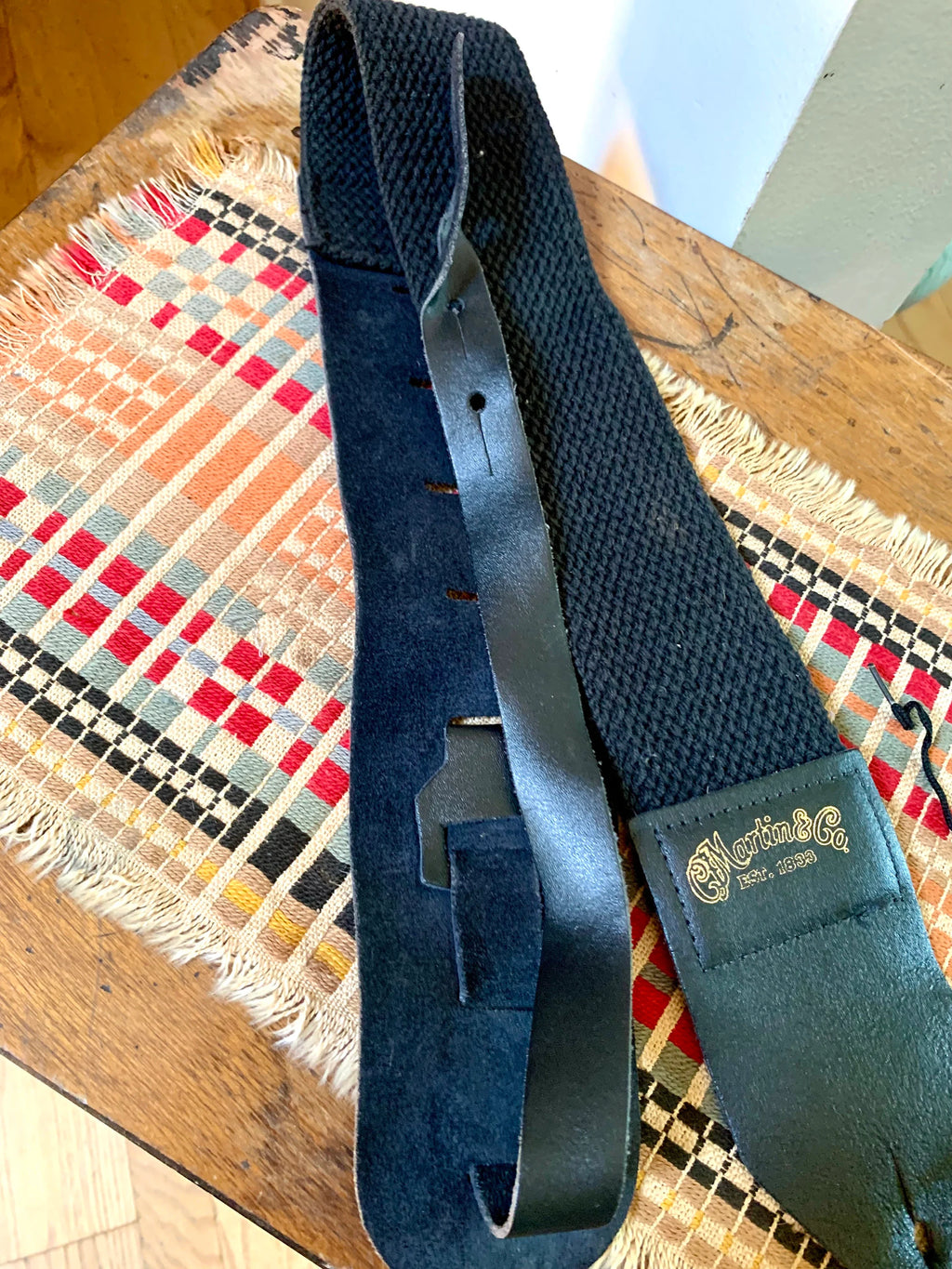 Martins & Co. Guitar Strap | Vintage Leather and Canvas Martin Guitar Strap | Black Martin Guitar Strap