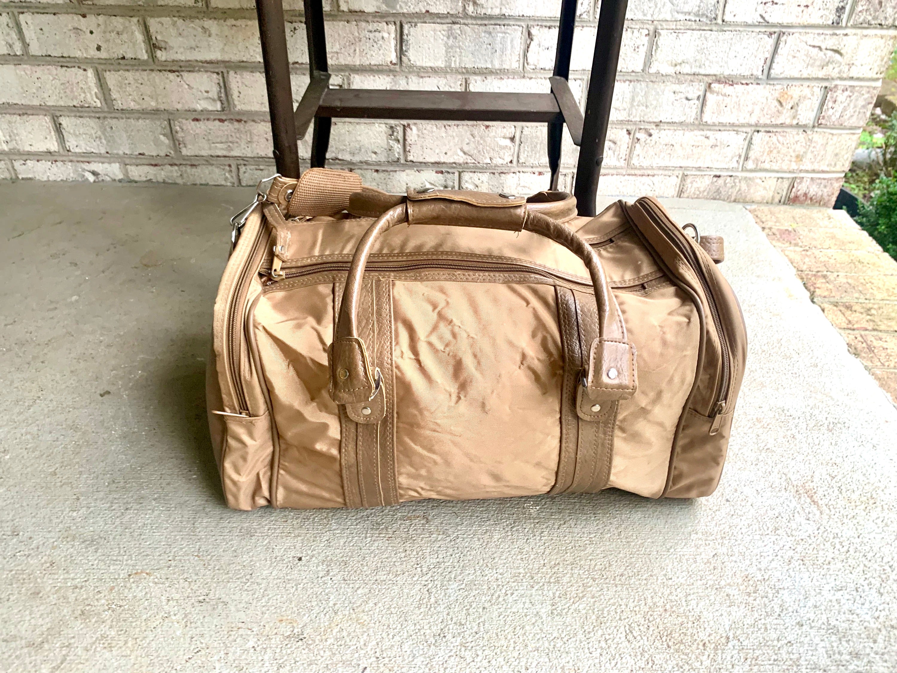 Vtg American Tourister Brown Marbled Duffle Bag | American Tourister Hand Bag | Vtg Shoulder Bag | Brown Weekender Luggage Bag