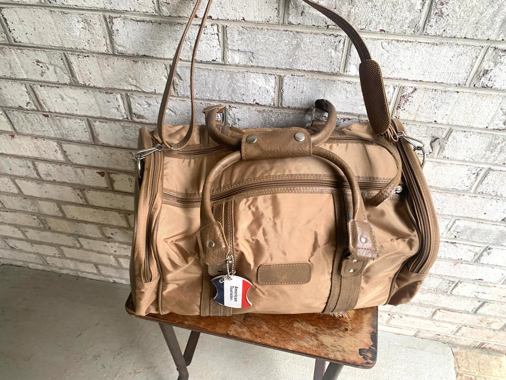 Vtg American Tourister Brown Marbled Duffle Bag | American Tourister Hand Bag | Vtg Shoulder Bag | Brown Weekender Luggage Bag