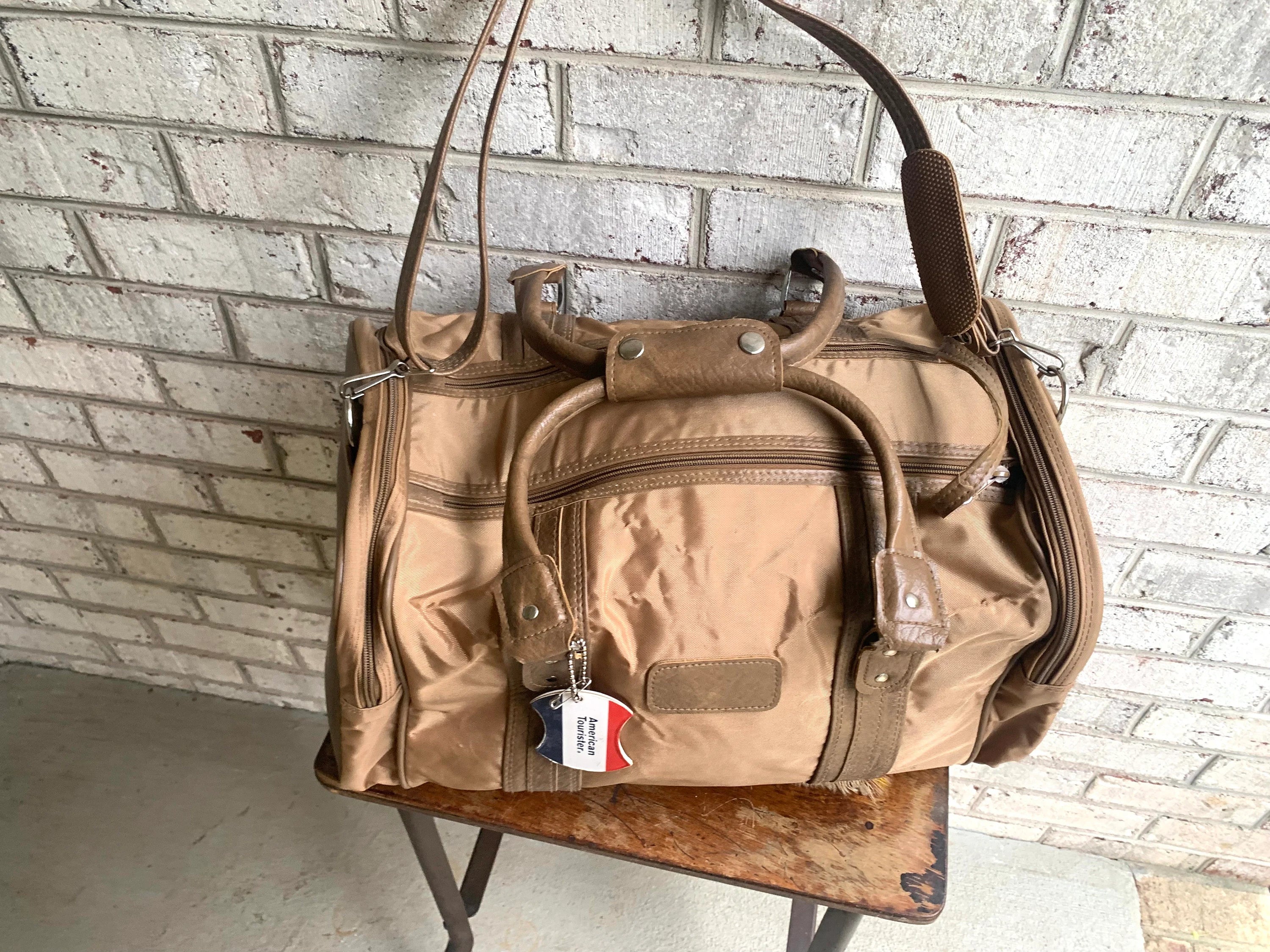Vtg American Tourister Brown Marbled Duffle Bag | American Tourister Hand Bag | Vtg Shoulder Bag | Brown Weekender Luggage Bag