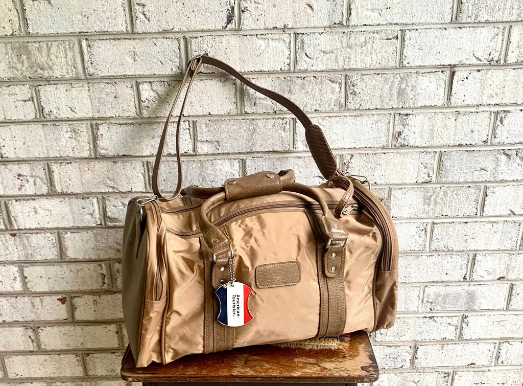 Vtg American Tourister Brown Marbled Duffle Bag | American Tourister Hand Bag | Vtg Shoulder Bag | Brown Weekender Luggage Bag