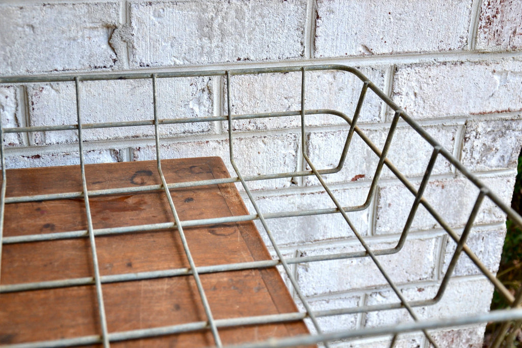 Vtg Industrial Wire Basket | Wire Display Crate | Industrial Wire Tote | Wire Organizer|  Distressed Metal Basket | Rustic Dog Bed