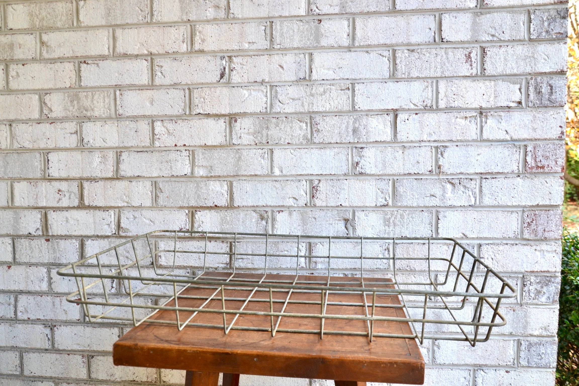 Vtg Industrial Wire Basket | Wire Display Crate | Industrial Wire Tote | Wire Organizer|  Distressed Metal Basket | Rustic Dog Bed