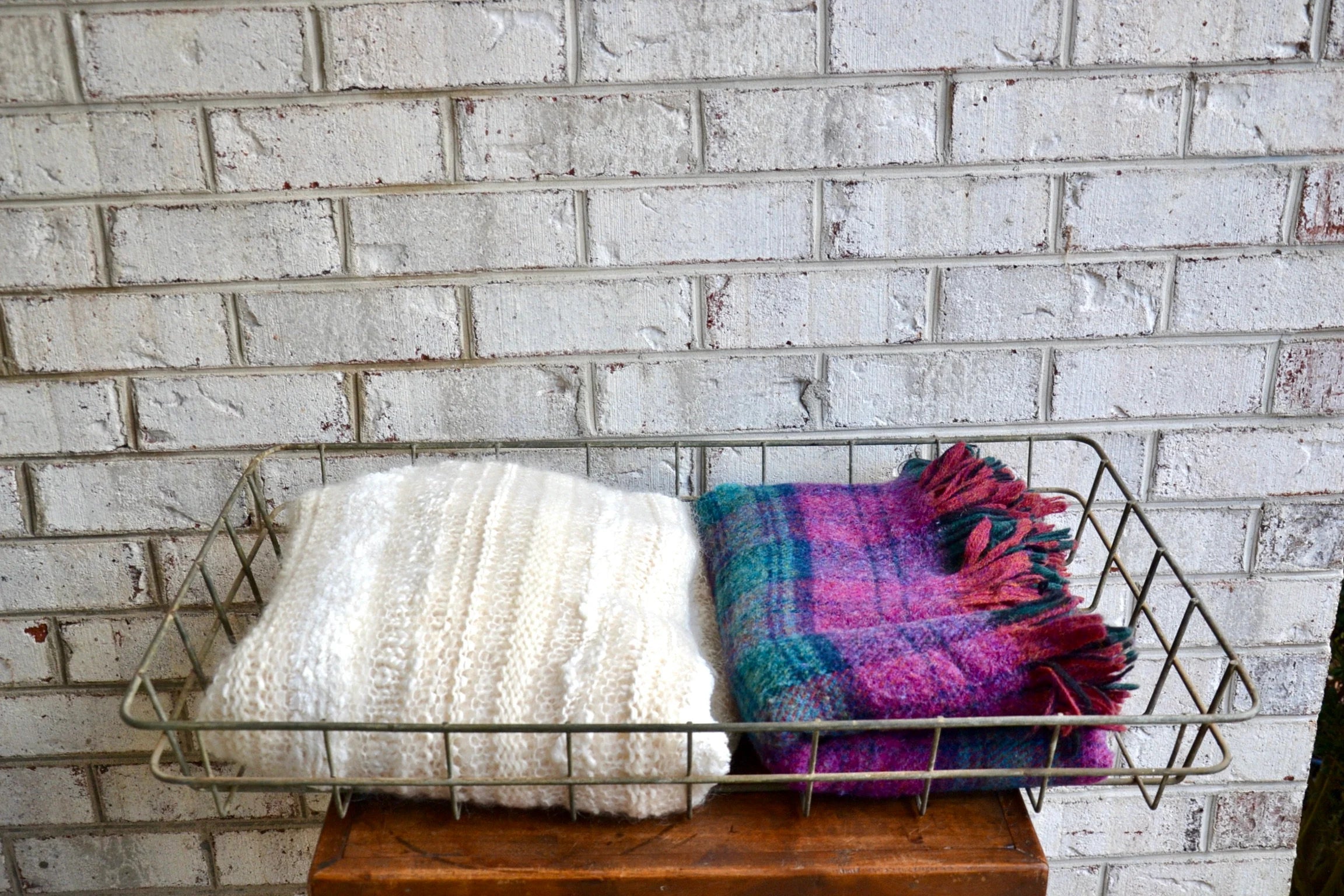 Vtg Industrial Wire Basket | Wire Display Crate | Industrial Wire Tote | Wire Organizer|  Distressed Metal Basket | Rustic Dog Bed