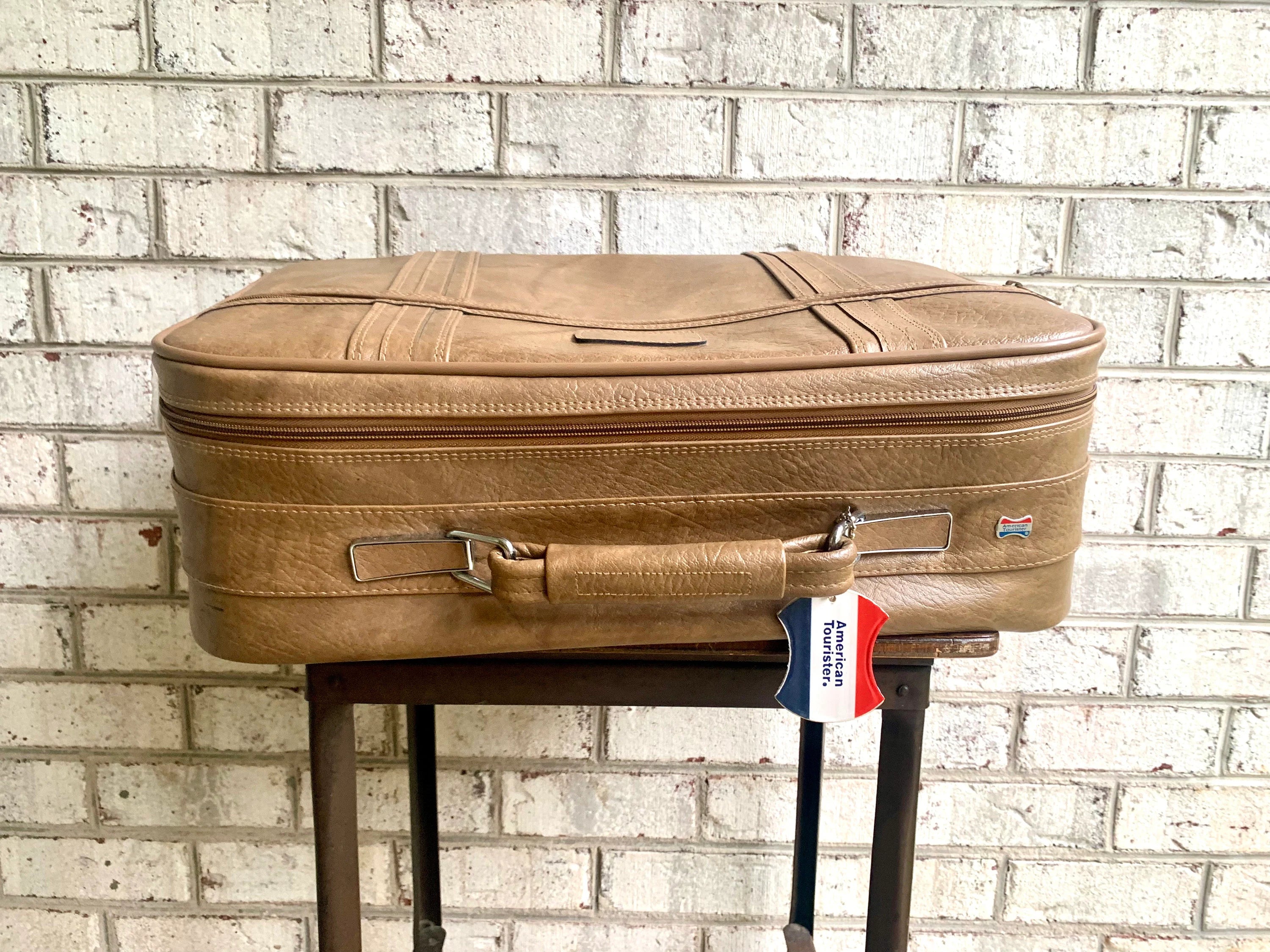 Vtg American Tourister Weekender | American Tourister Suitcase | Brown Weekend Luggage Bag| Retro Brown Carry On| Brown Marble Vinyl Bag