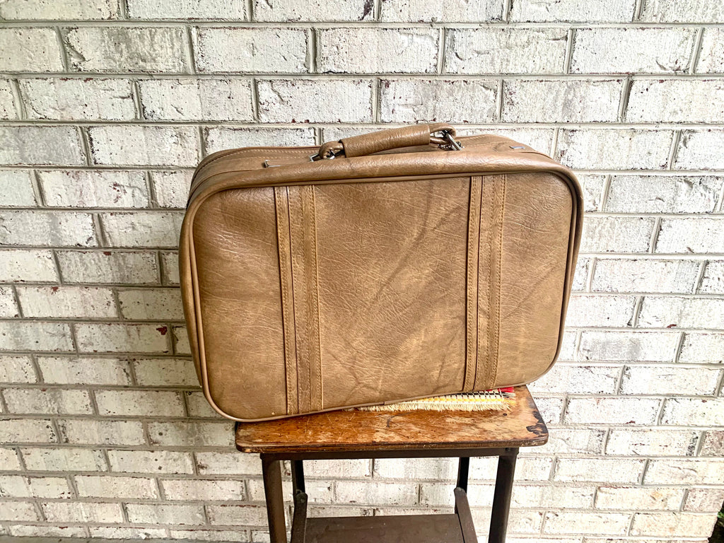 Vtg American Tourister Weekender | American Tourister Suitcase | Brown Weekend Luggage Bag| Retro Brown Carry On| Brown Marble Vinyl Bag