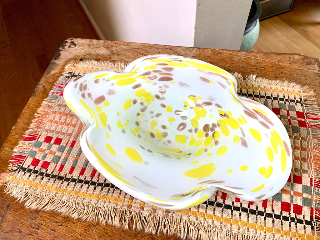 Murano Glass Dish | Mid Century Modern Murano Glass Tray | Vintage Fratelli Toso Murano Glass Bowl | MCM Italian Glass Candy Dish