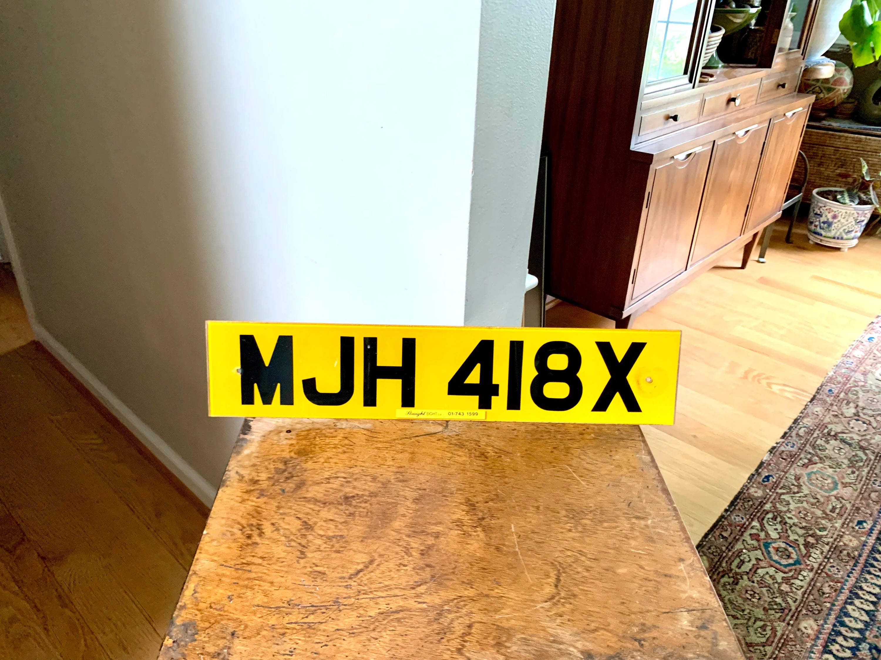 A Vintage Yellow European License Plate | Clear Straight Eight LTD License Plate | Euro License Plate