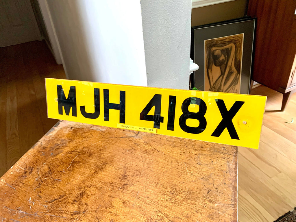 A Vintage Yellow European License Plate | Clear Straight Eight LTD License Plate | Euro License Plate