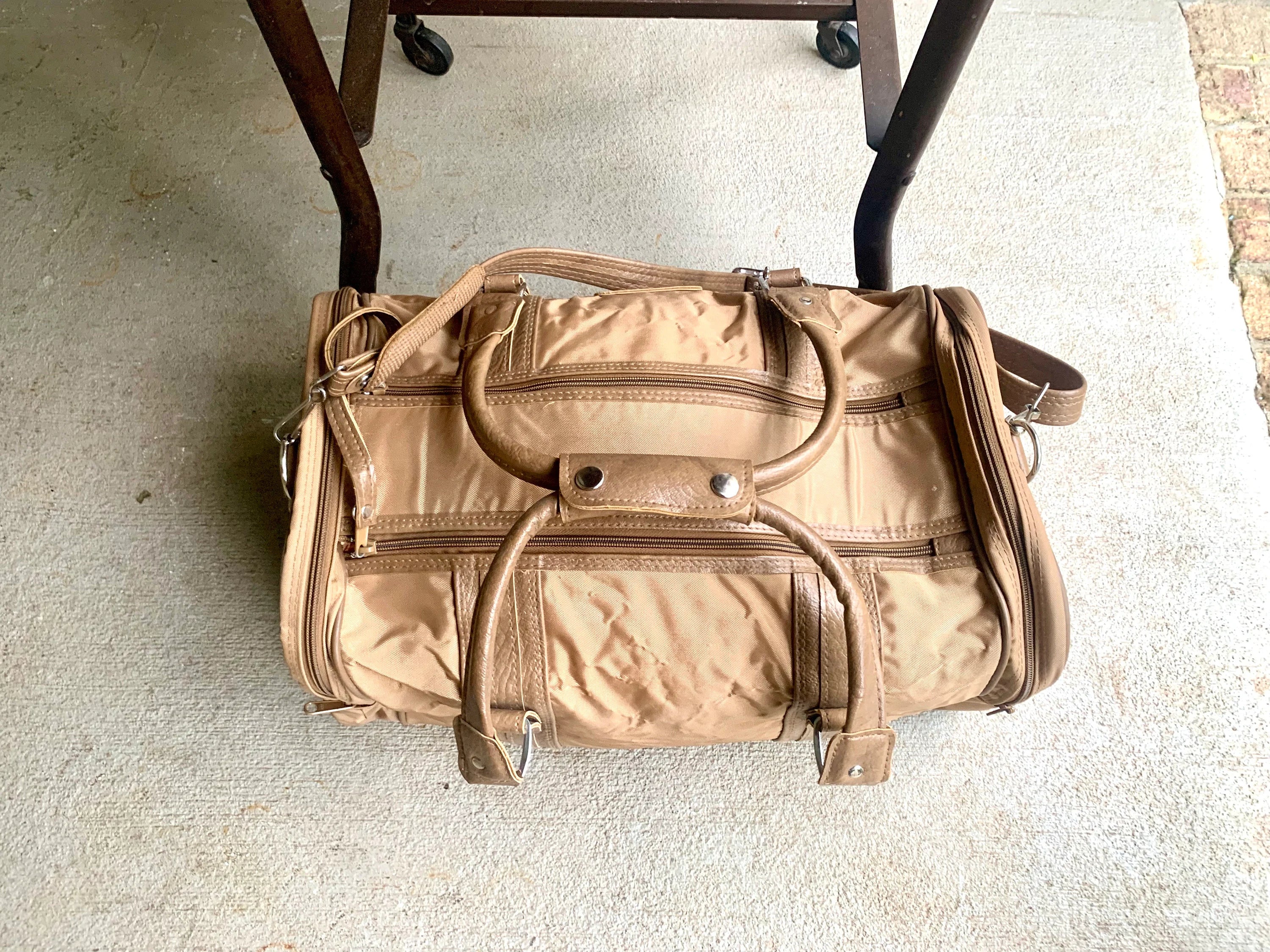 Vtg American Tourister Brown Marbled Duffle Bag | American Tourister Hand Bag | Vtg Shoulder Bag | Brown Weekender Luggage Bag