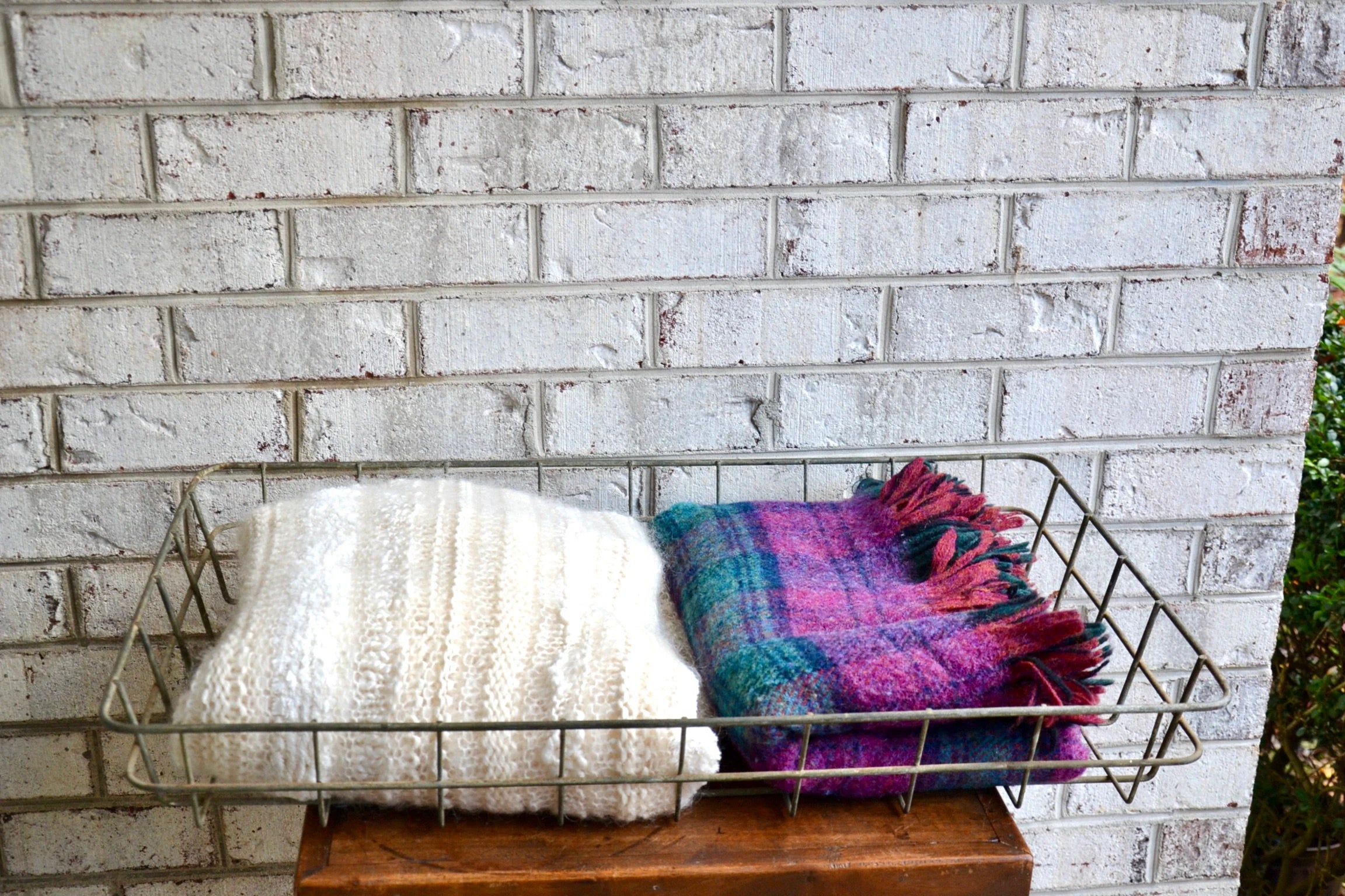 Vtg Industrial Wire Basket | Wire Display Crate | Industrial Wire Tote | Wire Organizer|  Distressed Metal Basket | Rustic Dog Bed