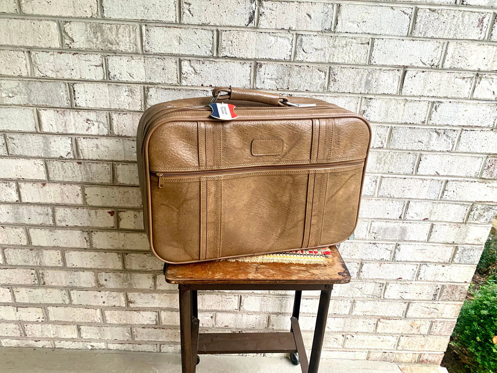 Vtg American Tourister Weekender | American Tourister Suitcase | Brown Weekend Luggage Bag| Retro Brown Carry On| Brown Marble Vinyl Bag
