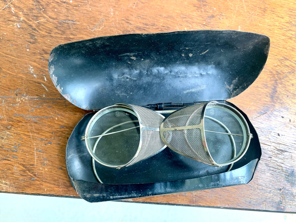 1910's King's Wire Rim Safety Glasses | Saniglas Metal Safety Goggles | Vintage Factory Glasses | Pennsylvania Railroad Safety Glasses
