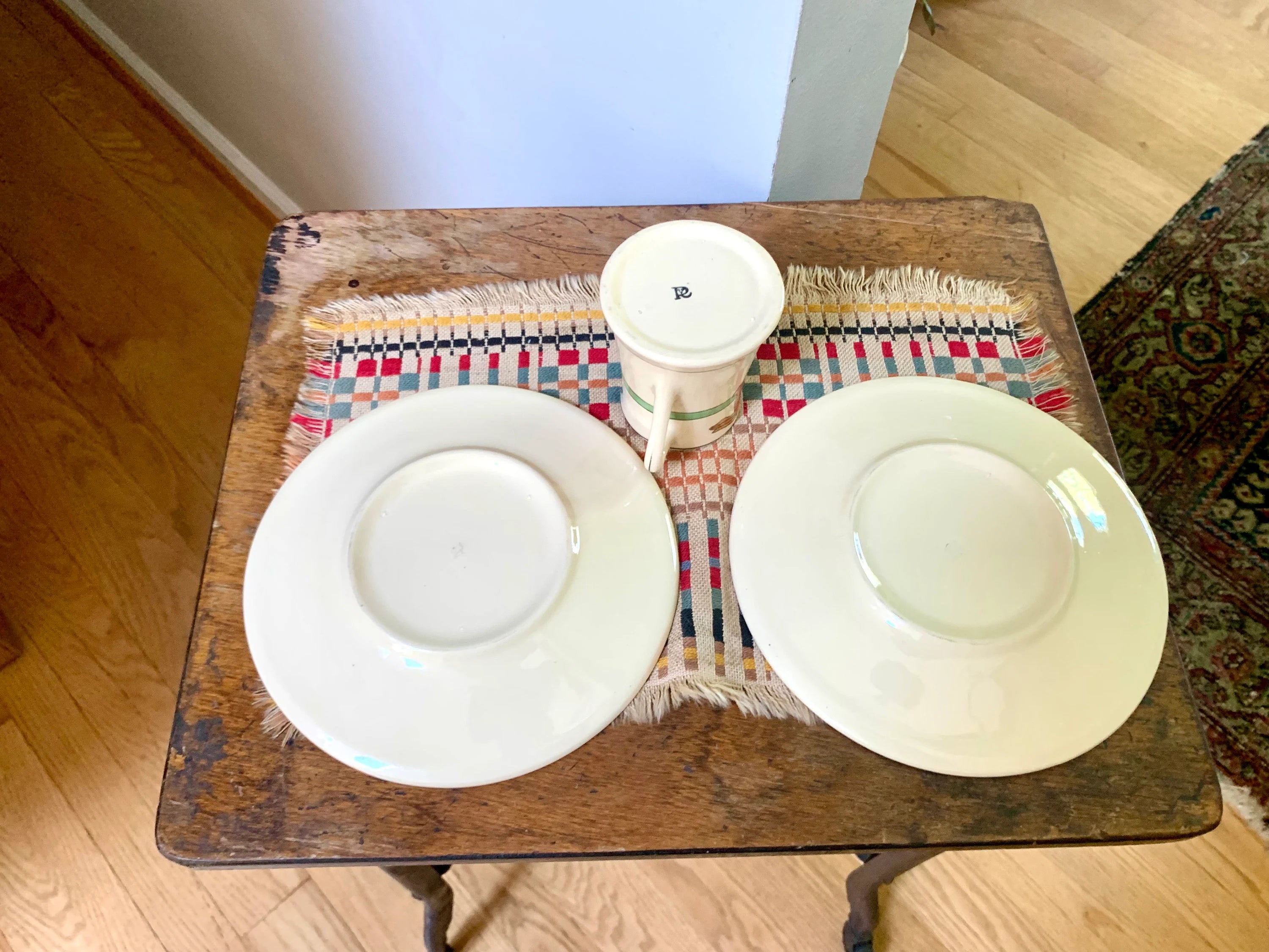 Vtg Roseville Juvenile Rabbit Plates and Creamer | Early 1900's Roseville Pottery | Juvenile Rabbit Pottery Set | Roseville Juvenile