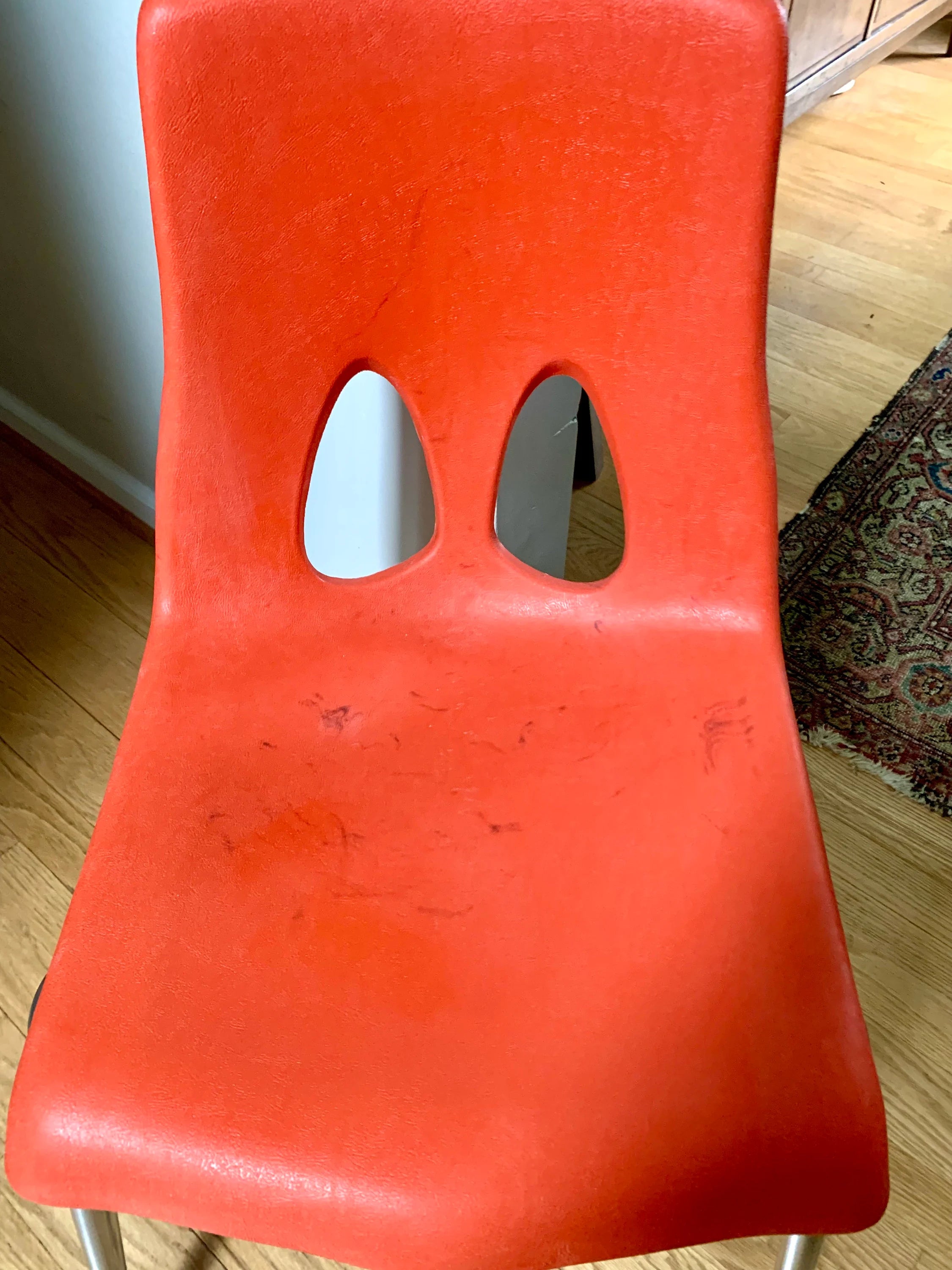 Vintage MCM Carter Craft Profile Chair | Plastic MCM Stackable Chair | Orange Molded Child's Chair | Plastic School Chairs (Copy)