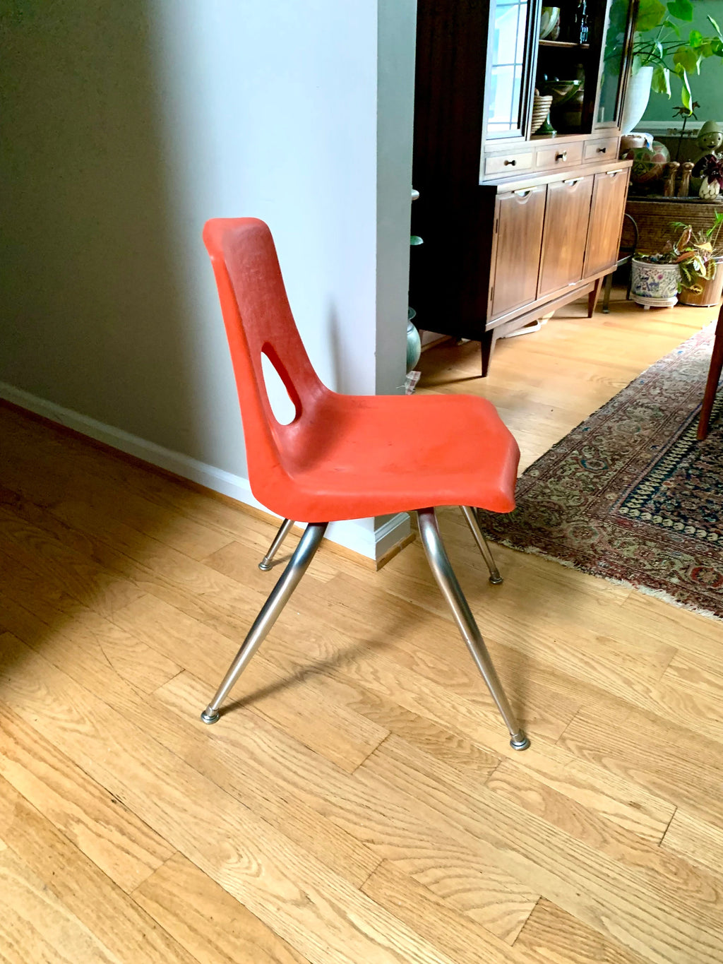 Vintage MCM Carter Craft Profile Chair | Plastic MCM Stackable Chair | Orange Molded Child's Chair | Plastic School Chairs (Copy)