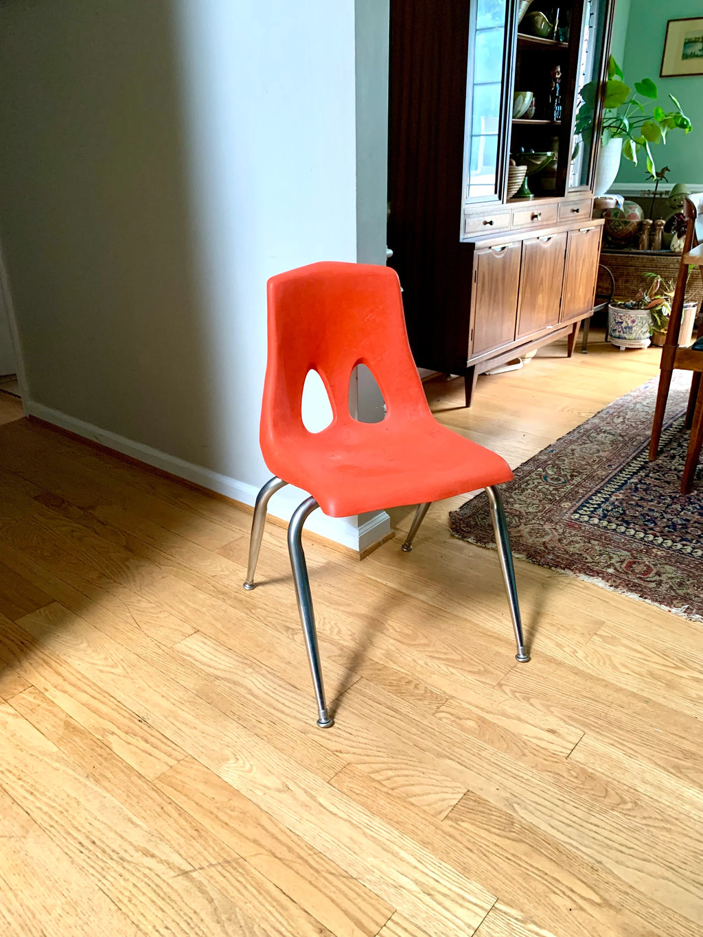 Vintage MCM Carter Craft Profile Chair | Plastic MCM Stackable Chair | Orange Molded Child's Chair | Plastic School Chairs (Copy)