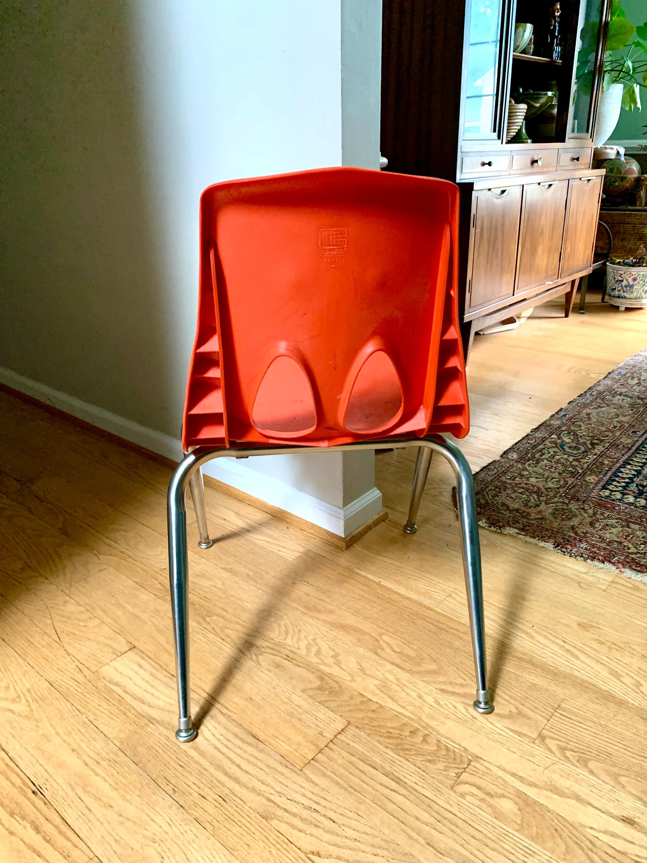 Vintage MCM Carter Craft Profile Chair | Plastic MCM Stackable Chair | Orange Molded Child's Chair | Plastic School Chairs (Copy)