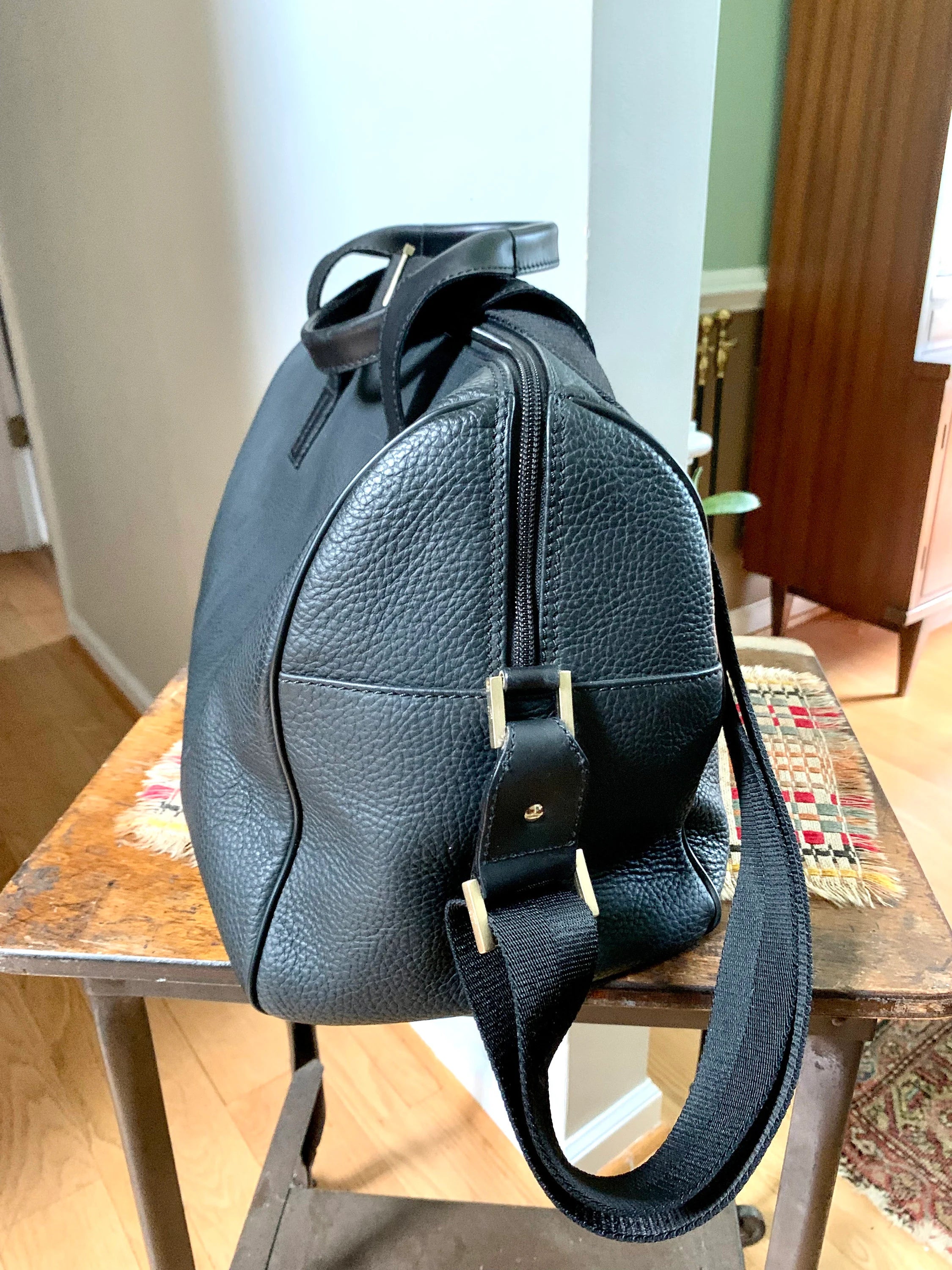 Vintage Leather Dunhill Shoulder Bag | Dunhill Leather Travel Bag| Dunhill Black Leather Handbag | Dunhill Duffel Bag | Dunhill Carryall Bag