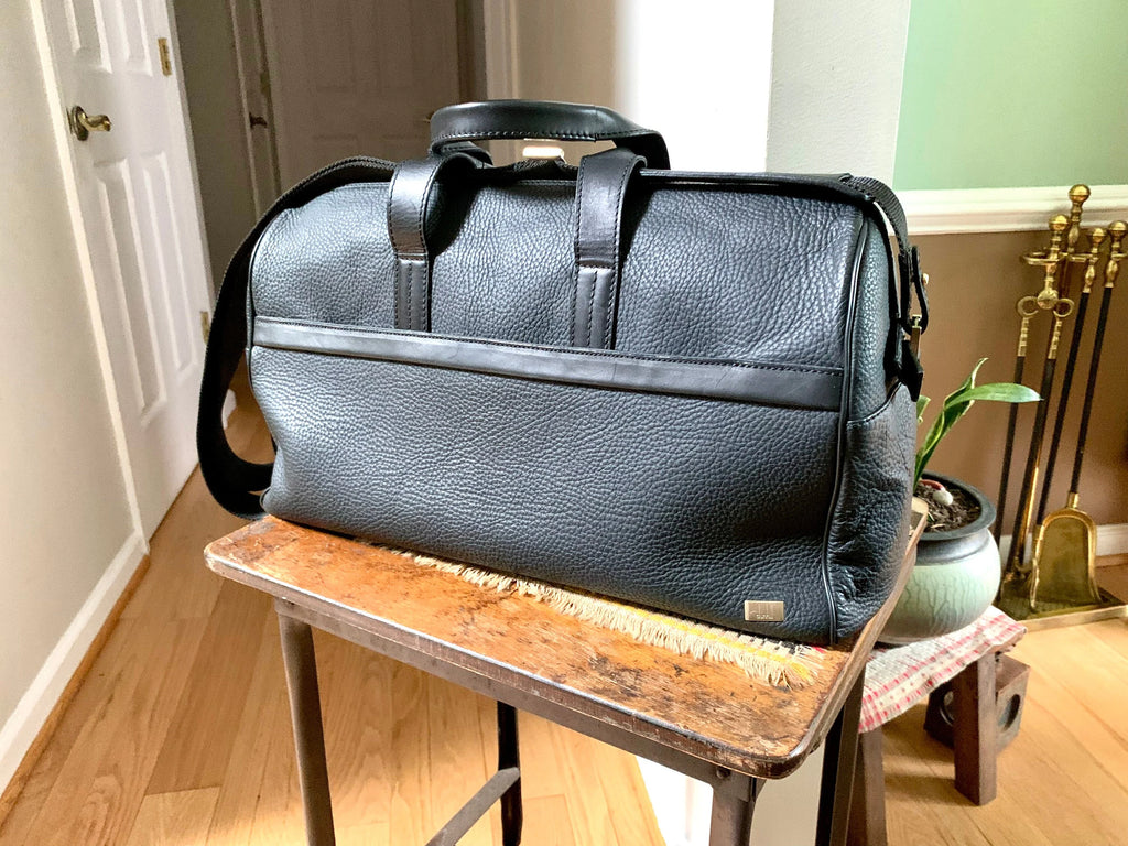 Vintage Leather Dunhill Shoulder Bag | Dunhill Leather Travel Bag| Dunhill Black Leather Handbag | Dunhill Duffel Bag | Dunhill Carryall Bag