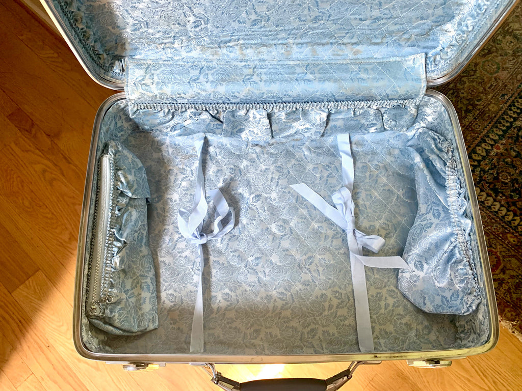 American Touister Tiara Suitcase | Vintage Navy Blue Travel Case | Mid Century Blue Hardshell Suitcase | Blue Overnight Case | Travel Bag