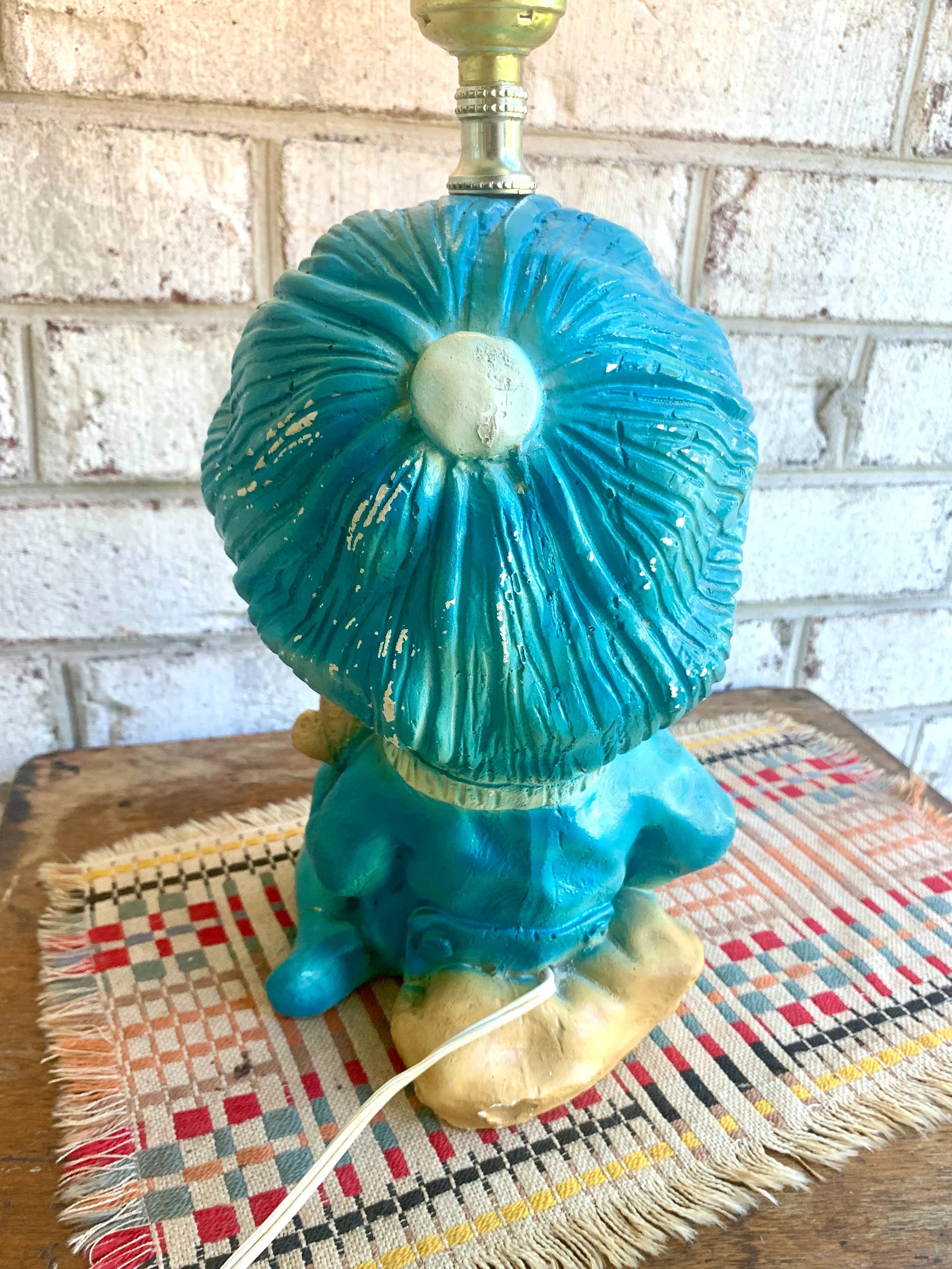 Vintage Sleepy Baby Chalk Ware Lamp | Blue Baby Boy Chalkware Lamp | Nursery Lamp | Chalkware Lamp