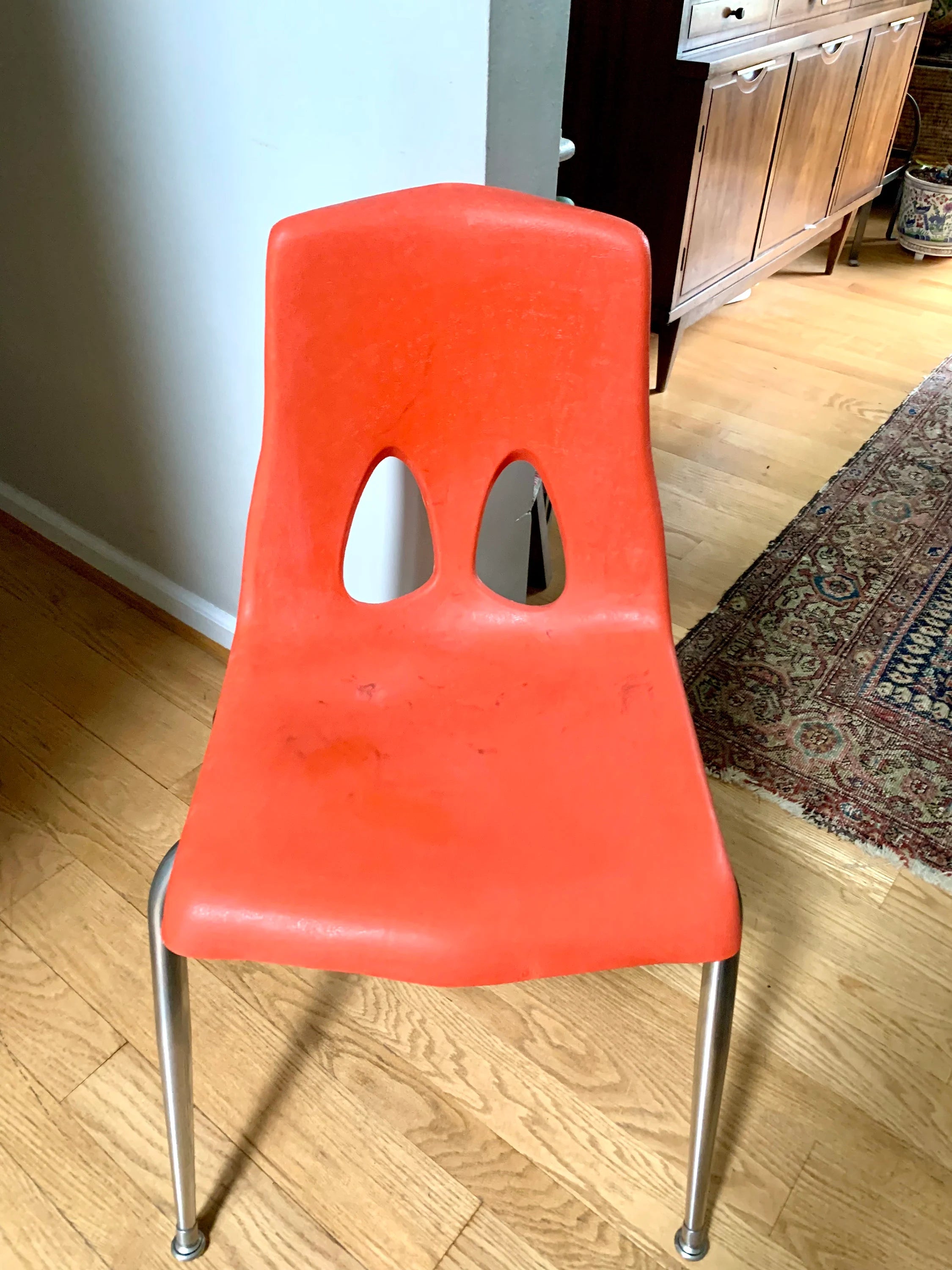 Vintage MCM Carter Craft Profile Chair | Plastic MCM Stackable Chair | Orange Molded Child's Chair | Plastic School Chairs (Copy)