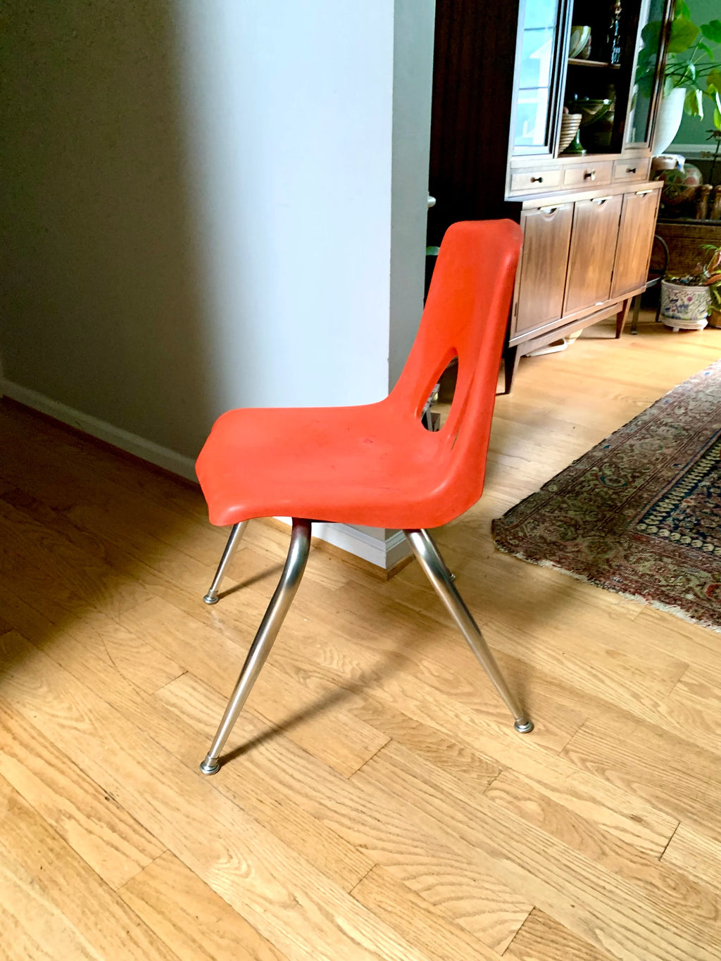 Vintage MCM Carter Craft Profile Chair | Plastic MCM Stackable Chair | Orange Molded Child's Chair | Plastic School Chairs (Copy)