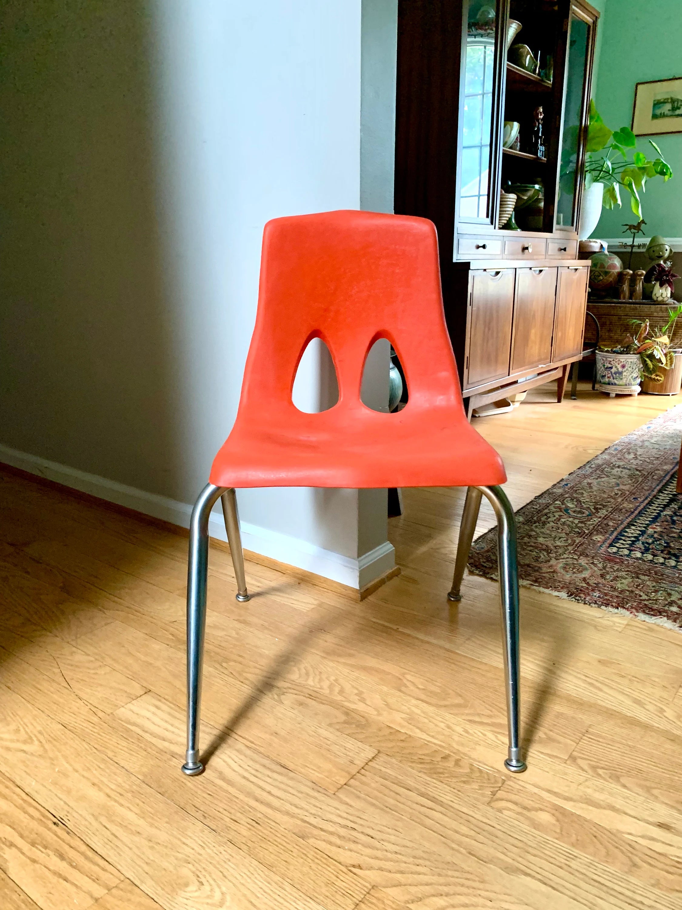 Vintage MCM Carter Craft Profile Chair | Plastic MCM Stackable Chair | Orange Molded Child's Chair | Plastic School Chairs (Copy)