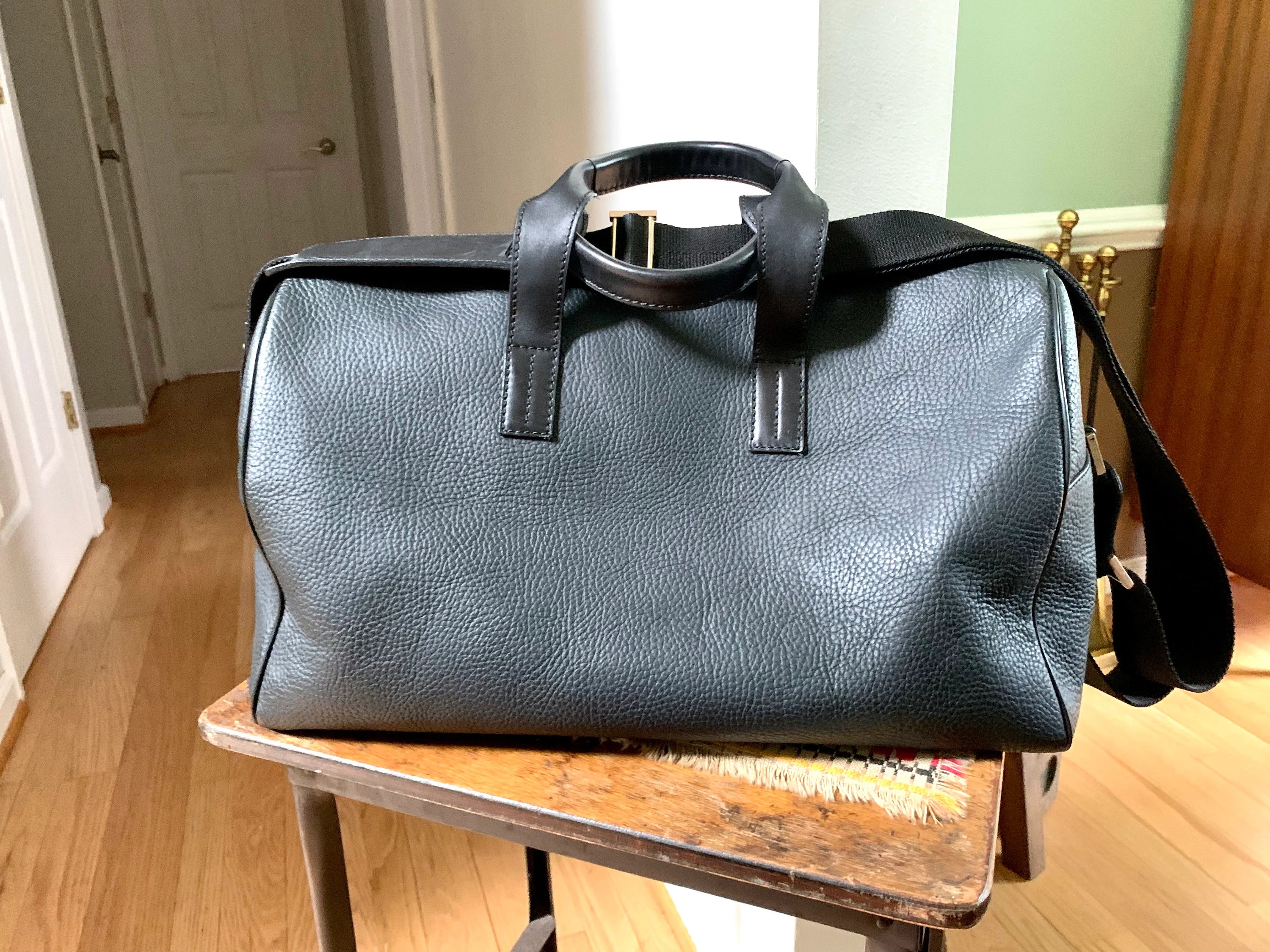 Vintage Leather Dunhill Shoulder Bag | Dunhill Leather Travel Bag| Dunhill Black Leather Handbag | Dunhill Duffel Bag | Dunhill Carryall Bag