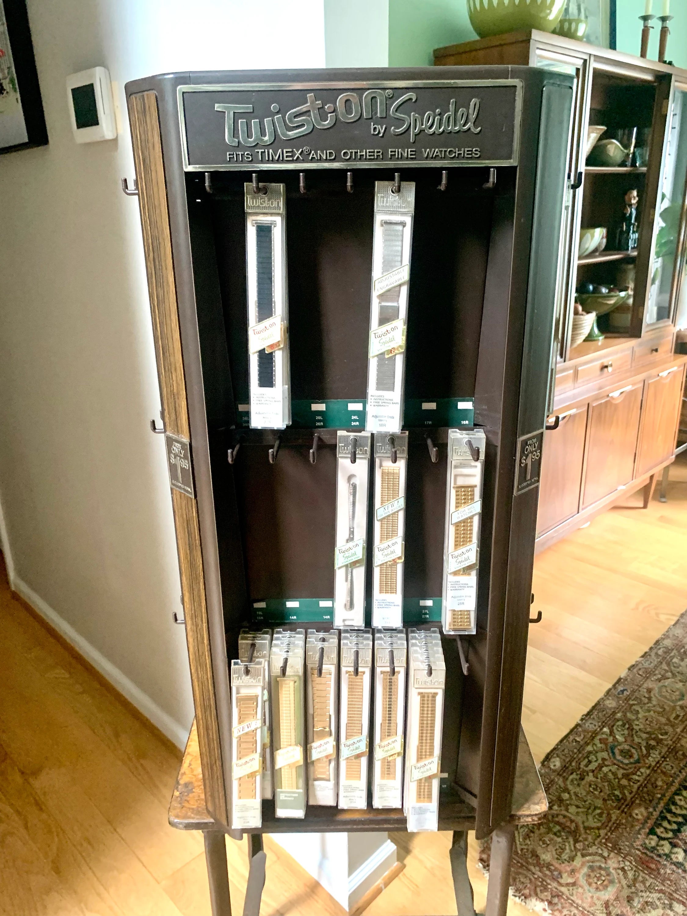 Vintage Speidel Twist-on Watch Band Display Case | Watchband Rotating Display Case with 150+ Watch Bands | Speidel Watchband Store Display