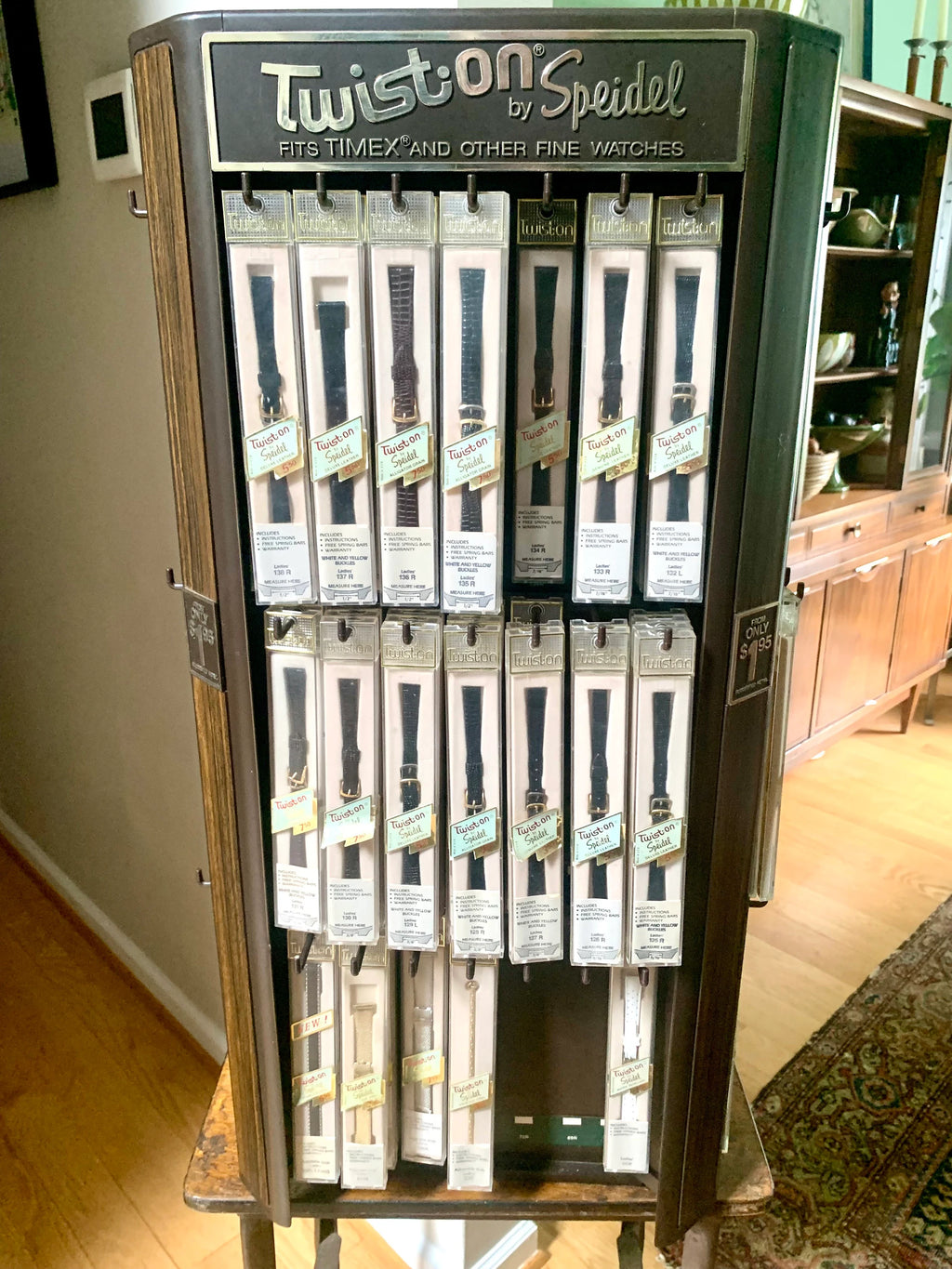 Vintage Speidel Twist-on Watch Band Display Case | Watchband Rotating Display Case with 150+ Watch Bands | Speidel Watchband Store Display