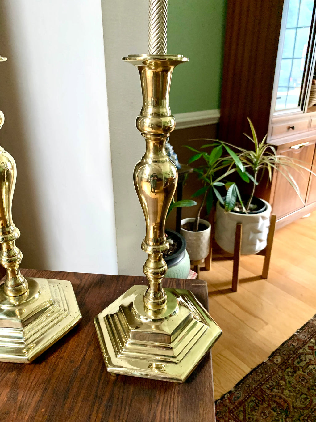 Set of 2 Solid Brass XL Candlestick Holders | Heavy Hollywood Regency Brass Candle Holders| Brass Candlesticks Holders| Large Candle Holders