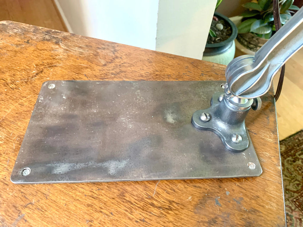 Vintage Industrial Articulating Desk Lamp | Industrial Articulating Arm Task Lamp | Green Glass Shade Articulating Lamp | Machinist Lamp