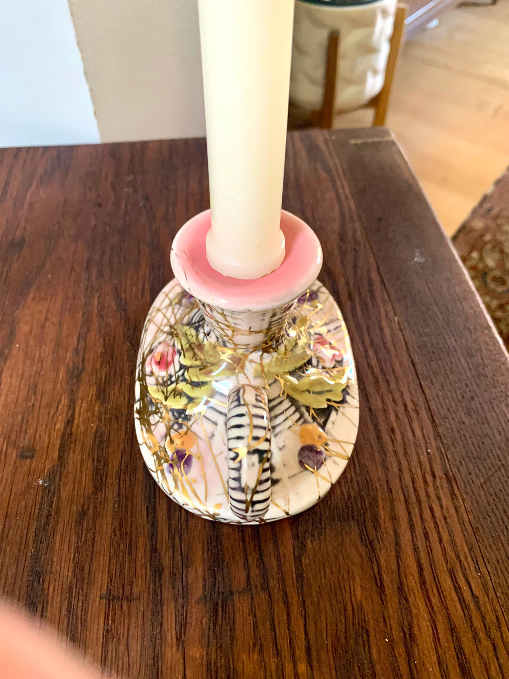 Set of 2 Hull Pottery Candlestick Holders | Vintage Hull Pottery Pink Blossom Flite T11 Candle Holders | Ceramic Floral Candlestick Holders