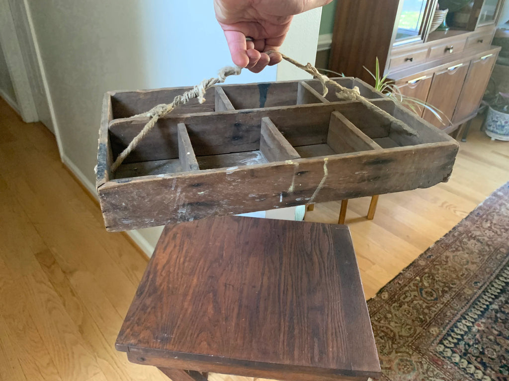 Primitive Wood Tool Crate | Distressed Wood Toll Caddy | Wood Tool Carrier | Rustic Wood Tool Tote