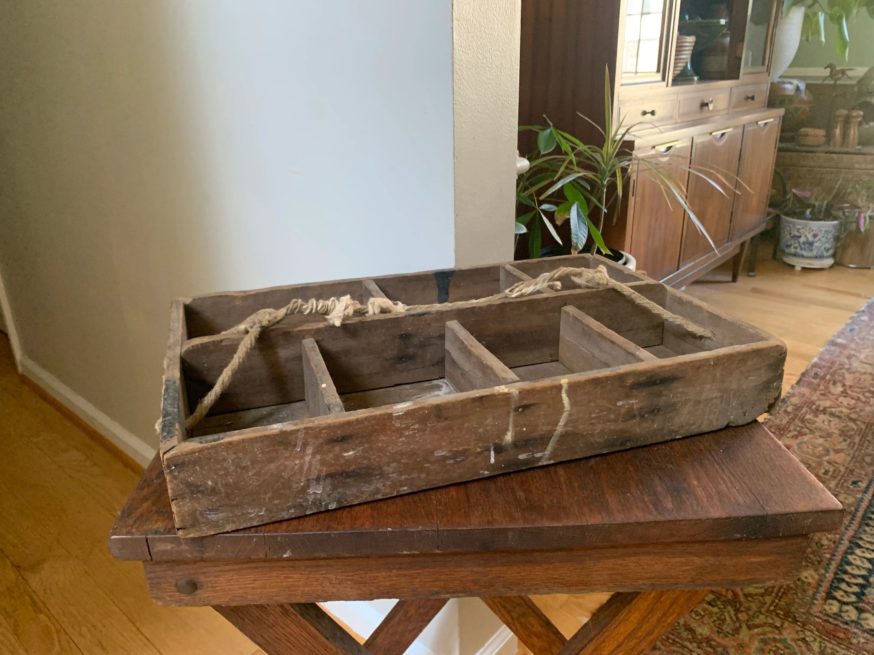 Primitive Wood Tool Crate | Distressed Wood Toll Caddy | Wood Tool Carrier | Rustic Wood Tool Tote