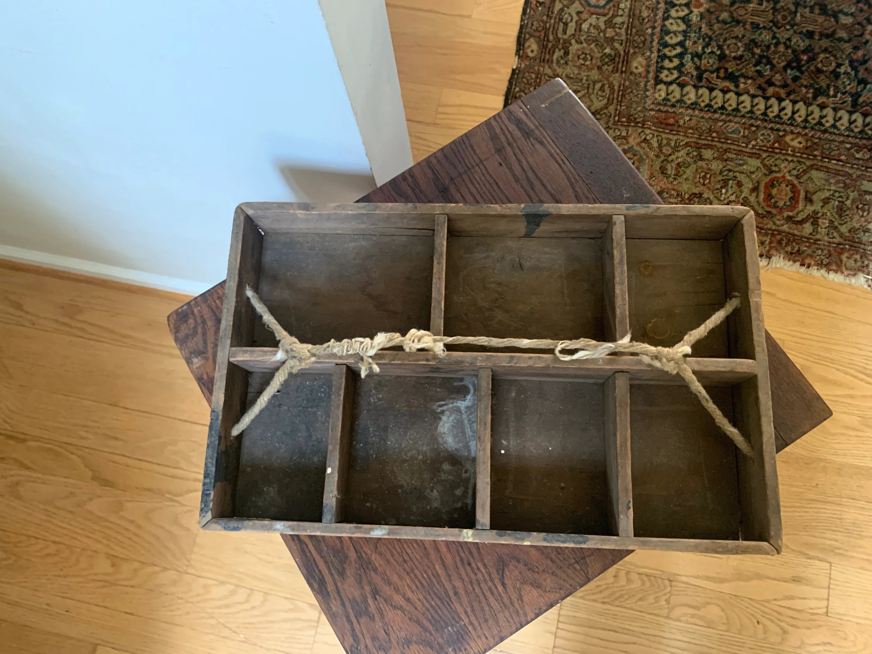 Primitive Wood Tool Crate | Distressed Wood Toll Caddy | Wood Tool Carrier | Rustic Wood Tool Tote