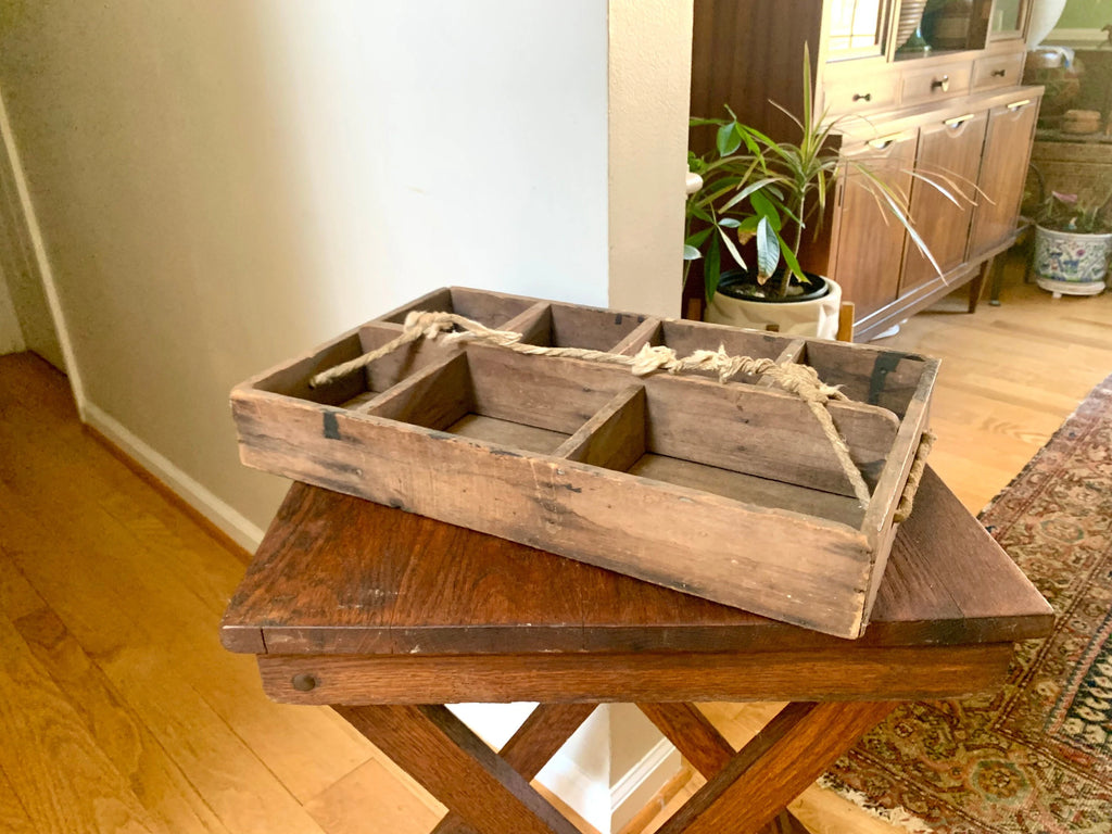 Primitive Wood Tool Crate | Distressed Wood Toll Caddy | Wood Tool Carrier | Rustic Wood Tool Tote
