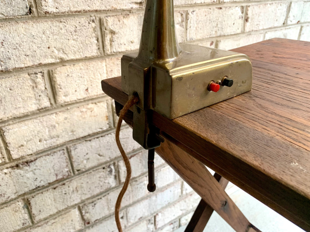 Early Clamp On Swing Arm Lamp | Vintage Swing Arm Drafting Lamp | Swing Arm Florescent Lamp | Work Station Lamp | Clamp Style Desk Lamp