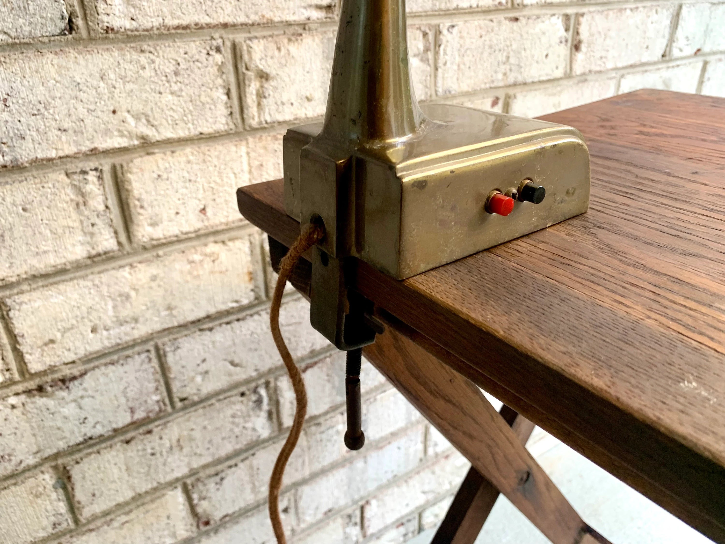 Early Clamp On Swing Arm Lamp | Vintage Swing Arm Drafting Lamp | Swing Arm Florescent Lamp | Work Station Lamp | Clamp Style Desk Lamp